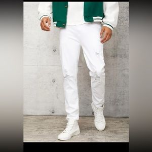 mens white ripped jeans